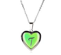 Stands Out, Supplying Outstanding Gifts T Letter Girls Personalised Heart Shaped Mood Locket Pendant Monogram Initial Kids Necklace