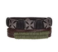 Stands Out, Supplying Outstanding Gifts Unisex Mens Womens Whirlybird Stacker Black Green Silver Cross Leather Bracelet Wide Multi Row Layer Stack Wristband