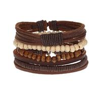 Stands Out, Supplying Outstanding Gifts Unisex Mens Womens Whirlybird Stacker Black Multicoloured Beaded Leather Bracelet Wide Multi Row Layer Stack Wristband