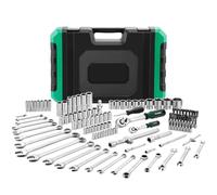 STANEW 131-Piece Professional Socket Set, 1/4″ & 1/2″, CR-V, Includes 2 Double Ratchets + 3 Double Open-End Wrenches, 6-Point & Anti-Round Off Sockets, Spark Plug Sockets