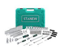 Stanew 192 Piece 1/4",1/2"& 3/8" Drive Socket Wrench Set with Bits, Professional CR-V Mechanic Tool Set, 72 Teeth Quick Release Ratchets Wrench for DIY, Car Repair