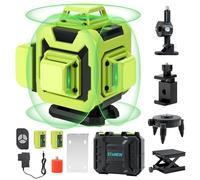 STANEW 4 x 360° Laser Level,Self-Leveling Green Laser Level 4D 16 Line Horizontal and Vertical with Integrated Remote Control Rechargeable Battery 2 x 2400 MAh