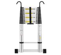 STANEW Aluminium Telescopic Ladder 5 M/16.4 FT,Ladders Extendable with Stabilizer Bar & Detachable Hooks, Multi-Purpose Telescoping Ladder with Thickened Non-Slip Feet, Max Load 150 KG