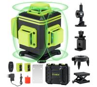 STANEW Digital On-Screen Laser Level 4 x 360°, Auto-Leveling 4D 16 Line Horizontal and Vertical with Integrated Remote Control Rechargeable Battery