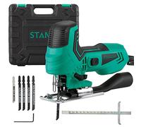 STANEW Electric Jigsaw Tool with Plastic Box, Power Jig Saws Cutting 1000-3000SPM, 6 Adjustable speeds, 4 Orbital Sets, ±45°Bevel Cutting Cut Blades, 5PCS Sawblades for Wood, Metal, Plastic