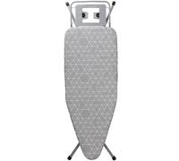 STANEW Ironing Board, Folding Ironing Board, Anti-Closing System, Adjustable Height, with 100% Cotton Cover, Built-in Iron Stand, Non-Slip Feet (120 x 45 cm, Grey)