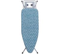 STANEW Ironing Board, Folding Ironing Board, Anti-Closing System, Adjustable Height, with 100% Cotton Cover, Built-in Iron Stand, Non-Slip Feet (Geometric Blue)