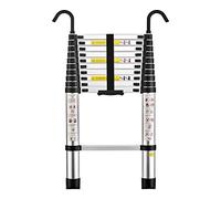 STANEW Telescopic Ladder 3.2 M /10.5 FT,Aluminium Ladders Extendable with Detachable Hooks, Multi-Purpose Telescoping Ladder with Thickened Non-Slip Feet, Max Load 150 KG