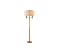 Stanford 2 Light Floor Lamp Antique Brass with Beige Shade E14 Netlighting Gold One Size
