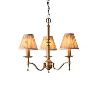 stanford 3 lights pendant in antique brass with beige shades