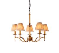 stanford 5 lights pendant in antique brass with beige shades