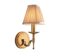 Stanford Antique Brass Single Wall Light With Beige Shade - Interiors 1900 63653