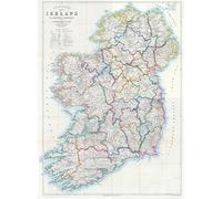 Stanford's Map of Ireland Showing Counties and Baronies 19th Century - Size 59.4 x 80 cm