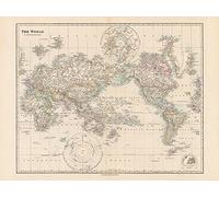 Stanfords Pacific-Centred World Map (1884) 60 x 80cm Canvas