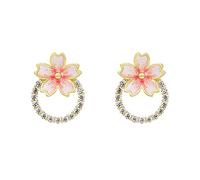 STANG S925 silver needle pink cherry blossom earrings cute sweet forest flower earrings female delicate jewelry gift