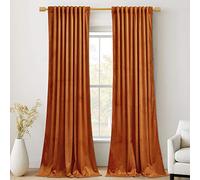 StangH 10 ft Orange Curtains for Holiday Backdrops, Super Soft Thick Velvet Room Darkening Window Curtains for Bedroom/Living Room Sliding Door/Villa, W52 x L120, 2 Panels