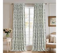StangH 100% Blackout Curtains Floral Printed Pattern Thermal Insulated Privacy Drapes French Farmhouse Style for Living Room/Bedroom/Sliding Door，W52 x L84，Sage Green，2 Panels