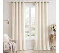 StangH 120 inches Long Curtains Velvet - Thick Texture Winter-Proof Light Blocking White Velvet Curtains High Ceiling to Floor Tall Curtain Backdrops for Holiday Wedding, Ivory, W52 x L120, 2 Panels