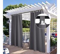 StangH 2 Panels Outdoor Curtains for Patio Waterproof, Blackout Windproof Weatherproof Thermal Insulated Drapes for Pergola/Porch, Thick Privacy Room Dividers for Pool, Grey, W52 x L84