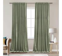 StangH 90 inch Length Sage Green Velvet Curtains Heavy Thick Privacy Room Dividers, Room Darkening Thermal Insulated Panels for Bedroom Dining Room, W62 x L90, 2 Panels