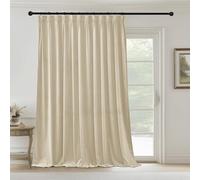 StangH Beige Pinch Pleated Velvet Curtains 96 Inches Long, 1 Panel