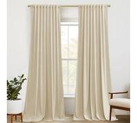 StangH Beige Velvet Curtains 96 inches Long Back Tab Room Darkening Privacy Protect Window Treatment Thick Sliding Door Drapes for Living Room/Bedroom, W52 x L96, 2 Panels