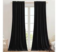 StangH Black Blackout Velvet Curtains 90 inches Long Thick Heavy Privacy Doorway Room Dividers Thermal Insulated Window Curtains for Bedroom Kitchen, W42 x L90, 2 Panels