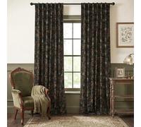 StangH Black Floral Curtains 92 inches Long, Back Tab Vintage Print Velvet Drapes with Flower Pattern Super Soft Decorative Moody Curtains for Living Dining Room, W52 x L92, 2 Panels