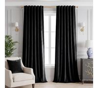 StangH Black Living Room Curtains 105 inches Long Soft Velvet Light Blocking Thermal Insulated Window Drapes for Bedroom Heavy Privacy Panels for Theater, W52 x L105, 2 Panels
