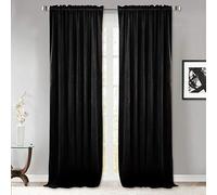 StangH Black Velvet Curtains 108 inches Long - Thermal Blackout Window Treatment Privacy Drapes with Dual Rod Pocket for Living Room/Basement Backdrops, 52 x 108 inches, 2 Panels