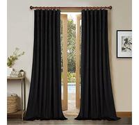 StangH Black Velvet Curtains Set of 2 Blackout Panels 120-inches Extra Long Thick Thermal Insulated Drapes Total Privacy Protect Panels for Film Room/Basement, 52W x 120L, 2 Pcs