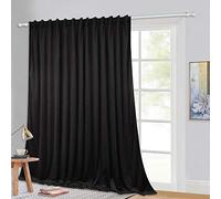 StangH Blackout Curtain for Sliding Door, 102 inches Long Black Velvet Room Separated Partition Panel Privacy Protection for Bedroom, Soft Solid Backdrop Back Tab for Theater, W100 x L102, 1 Panel