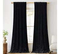 StangH Blackout Curtains Velvet Black 84 inches Long for Bedroom, Thick Back Tab Thermal Insulated Window Drapes for Living Room Sliding Door/Office/Theater, W52 x L84, 2 Panels