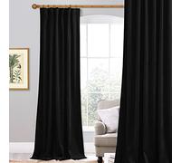 StangH Blackout Velvet Curtains 102 inches Long Black Heavy Thick Room Dividers Back Tab Thermal Insulated Noise Reducing for Home Theater/Bedroom, W52 x L102 inches, 1 Panel