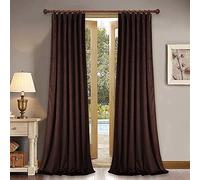 StangH Brown Curtains 96 inches for Living Room Thick Soft Velvet Blackout Energy Smart Drapery Insulating Hot & Chill for Bedroom/Dining Room/Loft, W52 x L96, 2 Panels