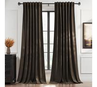 StangH Brown Velvet Curtains 120 Inches Long for Grand Windows, Extra Long Heavyweight Thermal Insulated Drapes, Sophisticated Decor with Back Tab & Hook Belt, W52 x L120, 2 Panels