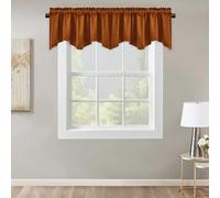 StangH Burnt Orange Valance for Window, Soft Velvet Scalloped Half Window Short Curtain Halloween Holiday Decoration for Dining Living Room Office Laundry, W52 x L18, 1 Panel
