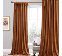 StangH Burnt Orange Velvet Curtains - Luxury Holiday Home Decoration Heavy Thick Backdrops Light Blocking Thermal Insulated Drapes for Bedroom, W52 x L84 inches, 1 Panel
