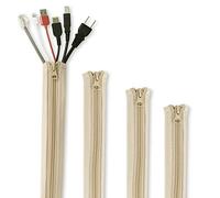 StangH Cable Management Sleeve Organizer - 19 Inch Home and Office Zip-up Cable Sleeve Wire Organizer Flexible Cord Concealer Wrap, Electrical Cord Covers for TV/Computer/Desk, 4 Pieces -Beige