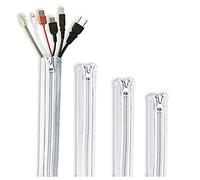 StangH Cable Management Sleeve White - Cord Organizer System Flexible Wire Hider Cover with Zipper, Avoid Messy Cables for PC Office/Computer/Home Theater, 19 Inch, Greyish White, 4 Pieces