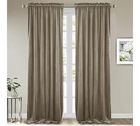 StangH Camel Beige Velvet Curtains 84 inches - Super Soft Thick Thermal Window Curtains Rod Pocket Sunlight Blocking & Privacy Protect Panels for Cottage/Guest Room, W52 x L84, 2 Panels