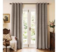 StangH Camel Beige Velvet Curtains - Eyelet Light Block Summer Shade Thermal Insulated Winter Curtains for Bedroom/Hobby/Dorm, W52 x L96, 2 Panels