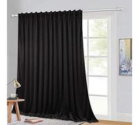 StangH Curtains for Sliding Glass Door - Black Velvet Backdrop Curtains 108-inch Living Room Extra Wide Blackout Window Drapes for Dining Room/Sitting Area, Black, W100 x L108 inch, 1 Panel
