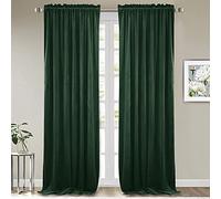 StangH Dark Green Velvet Curtains for Bedroom, 90 inches Rod Pocket Heavy Thick Blackout Window Panels Christmas Holiday Home Decoration for Dining Room, W52 x L90, 2 Panels