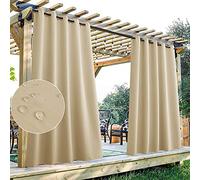 StangH Deck Curtains Outdoor Waterproof Blackout Curtain Panel for Patio Grommet Summer Heat Insulated Drapes for Sunroom/Balcony/Corridor, W70 x L95, Cream Beige, 1 Panel