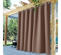 StangH Deck Waterproof Curtains Outdoor - Extra Wide Grommet Top Blackout Thermal Insulated Sliding Door Drapes for Front Porch/Patio/Gazebo/Balcony, Mocha, Wide 100 x Long 95 inches, 1 Panel