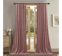 StangH, Dusky Pink Velvet Curtains 90 Inch Long Living Room with Back Loops Opaque Sliding Door Bedroom Nursery or Girls Room Decor 52 x 90 Inch 2 Panels