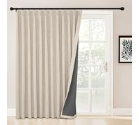 StangH Extra Wide 100% Blackout Linen Curtains 96 inches, Pinch Pleat Back Tab Thermal Insulated Floor to Ceiling Window Treatments for Living Dining Room, W72 x L96, 1 Panel