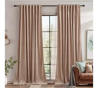 StangH Extra Wide Beige Blush Velvet Curtains Light Dimming for Sliding Door, Solid Rustic Window Treatment Temperature Regulate Soundproof for Kids Nursery/Business Office, W62x L84