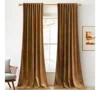 StangH Gold Brown Curtains for Living Room 105 inches Long Soft Velvet Blackout Thermal Insulated Window Drapes for Bedroom Heavy Thick Privacy Panels, W52 x L105, 2 Panels